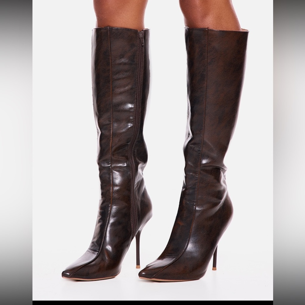 PrettyLittleThing Brown Over the Knee Boots